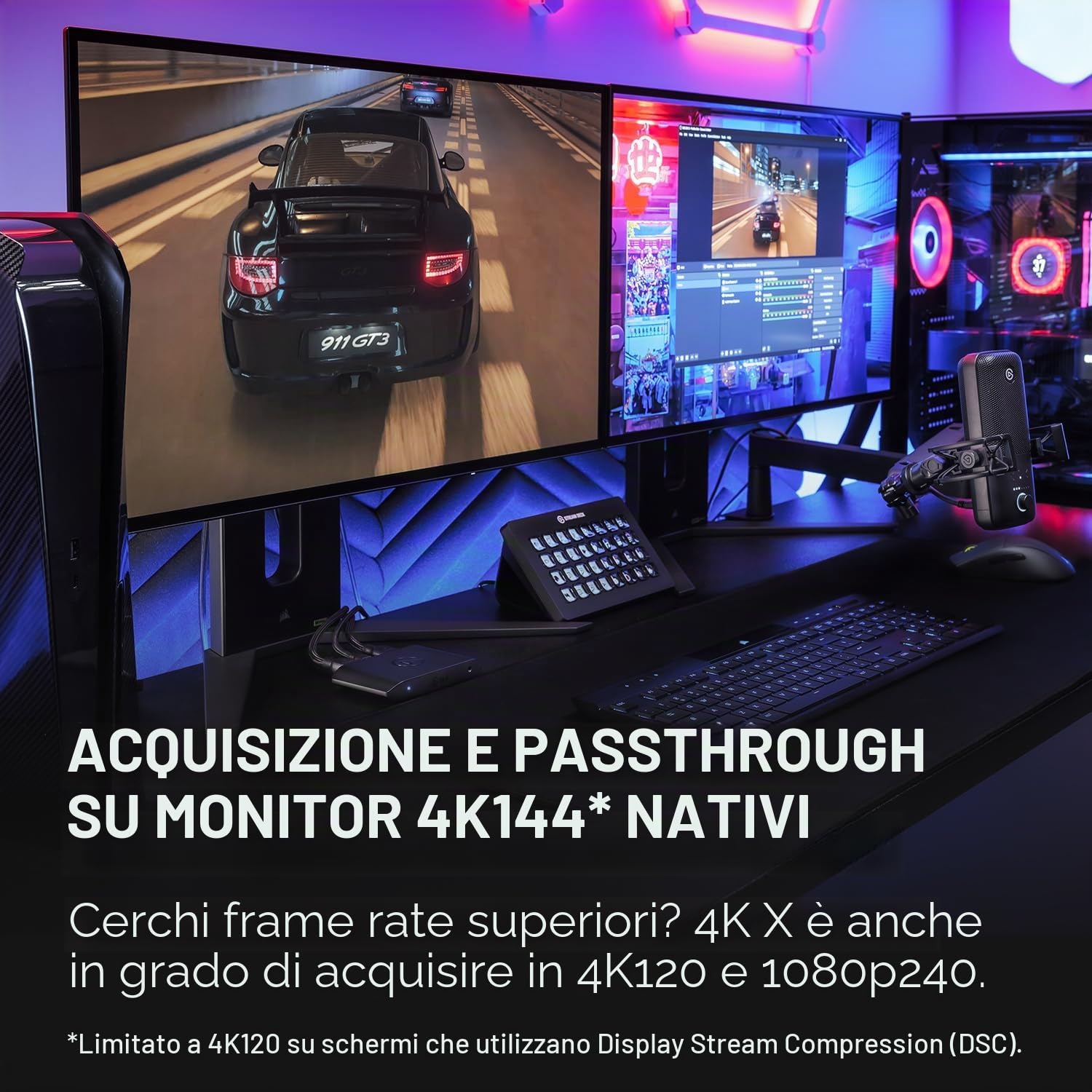 Elgato 4K X - Cattura 4K144 con Latenza Ultra-Bassa su PS5|Pro, Xbox Series X|S, Nintendo Switch 2, OBS e Altro, HDMI 2.1, VRR, HDR10, USB 3.2 Gen 2, per Streaming, Compatibile con PC|Mac|iPad | Password VRR, HDR10, acquisizione fino a 1080p240, USB 3.2 G