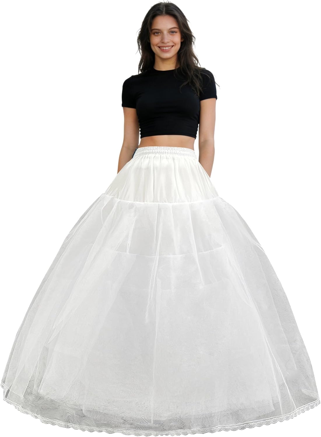 Hoopless Petticoat Crinoline Women's A-line Tulle Underskirt Slip for Bridal Wedding Dress Quinceanera Dresses
