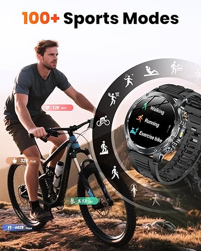 Miniatura 7 de Relojes inteligentes militares para hombres, reloj inteligente con batería de 1000 mAh, respuesta, llamadas de marcado, rastreador de fitness,