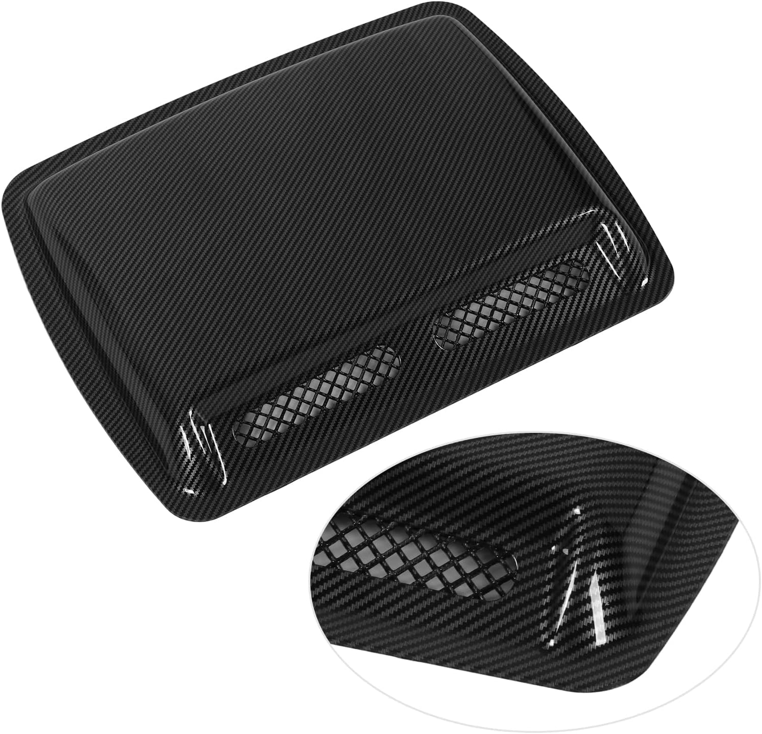 Aramox Carbon Fiber Hood Air Intake Cover, Decorative ABS Vent Scoop, Self-Adhesive Car Bonnet Accessory