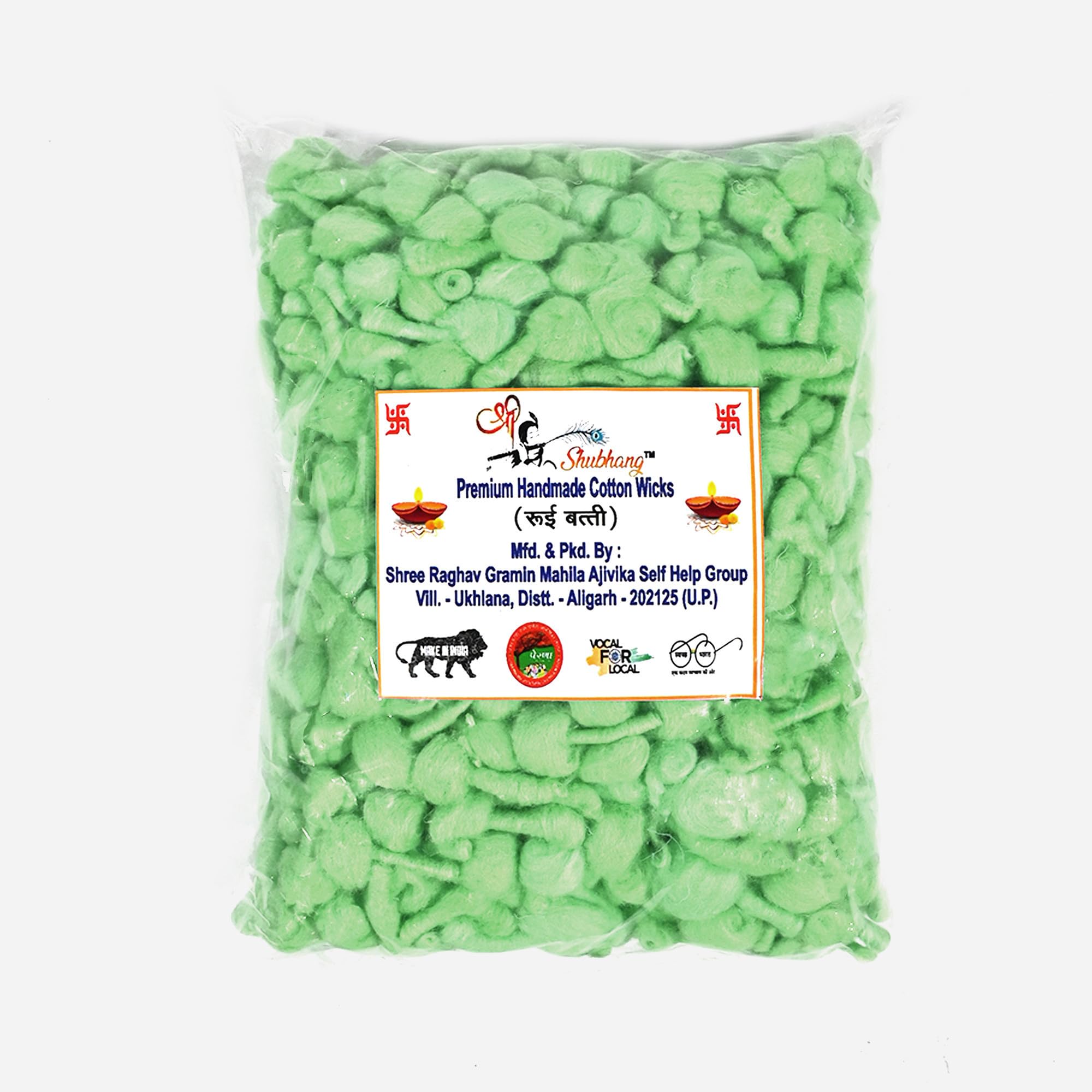 SHREE SHUBHANG Pure Phool Batti Round Cotton Wicks for Diya, GOL Diya Batti Ghee Wick Homemade Batti for Puja Green Pack of 1000 Pieces-image-12