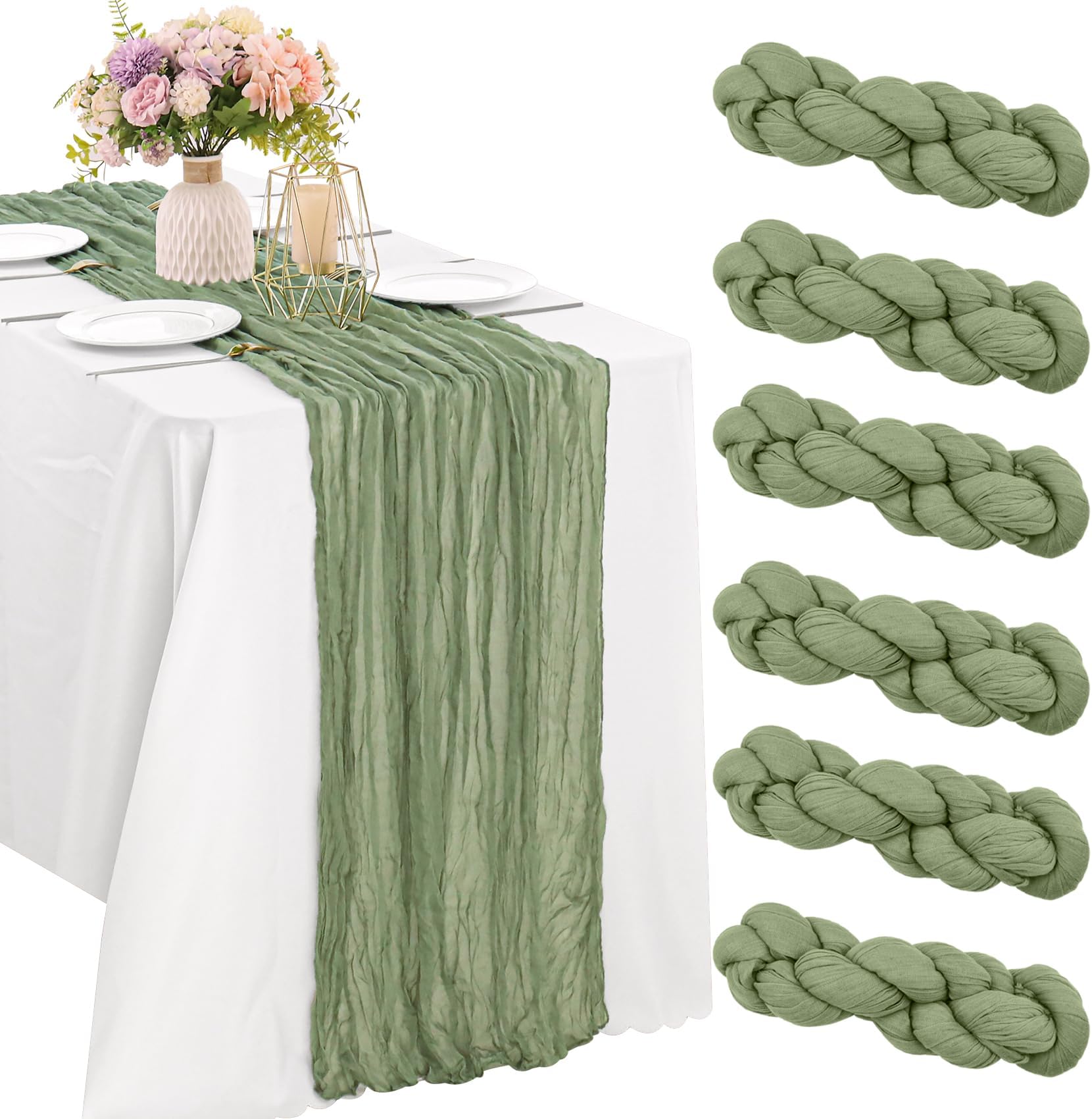 MDS Pack Of 3 Cheesecloth Table Runner 35x170 Inch, 14FT Long Gauze