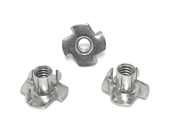 T-NUT Stainless Steel 1/4-20x3/8 4 Prong Tee Nuts 1/4-20 Thread 3/8 Barrel Length 18-8 Stainless - 25 Pieces