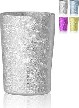 ZING TTI Titanium Water Cup, 10oz metal drinking cup, double titanium anti-fall, reusable cup, adult general anti-splash, suitable for indoor and outdoor-silver