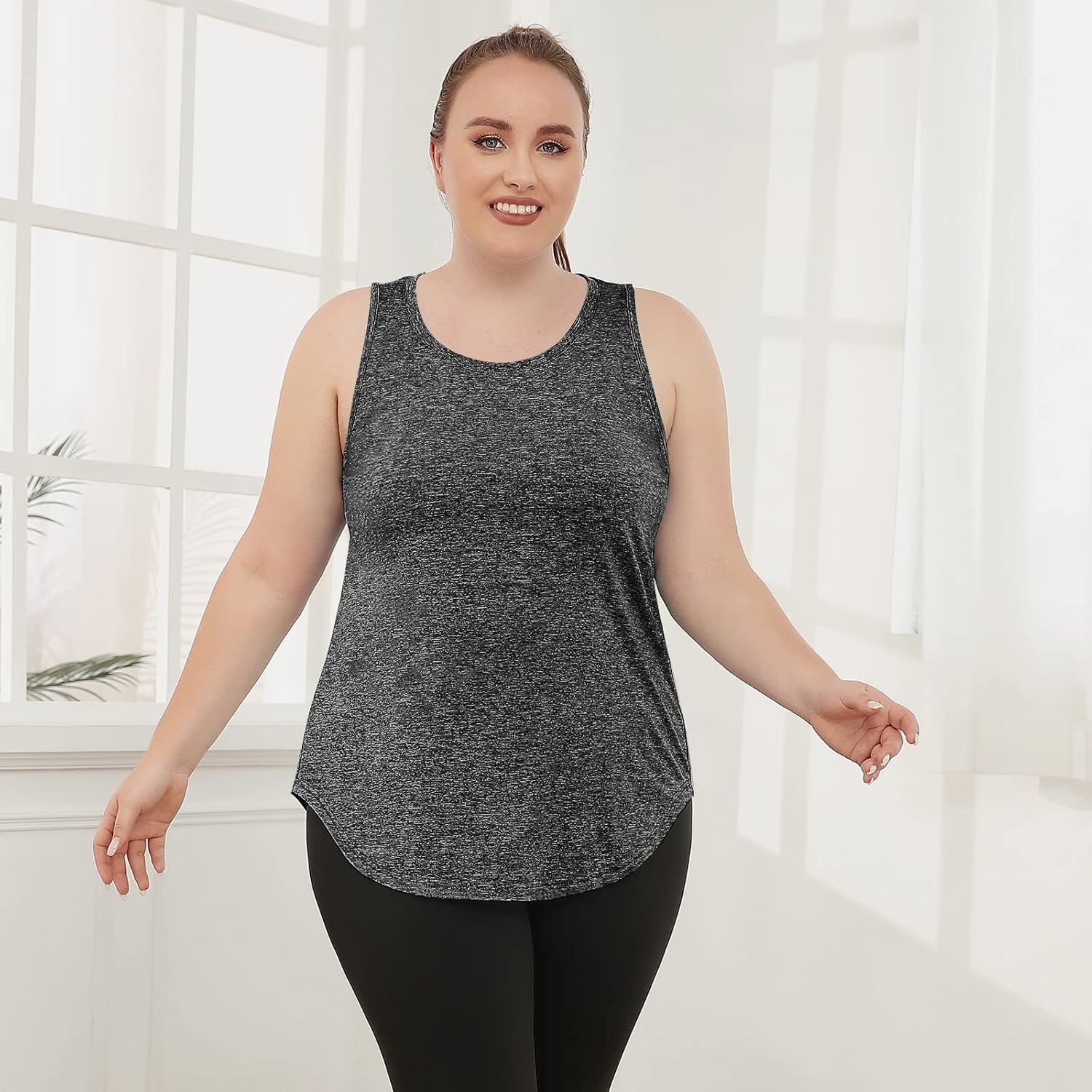 COOTRY Womens Plus Size Workout Tops Loose Fit Tank Tops Athletic Gym Yoga Clothes - Image 2