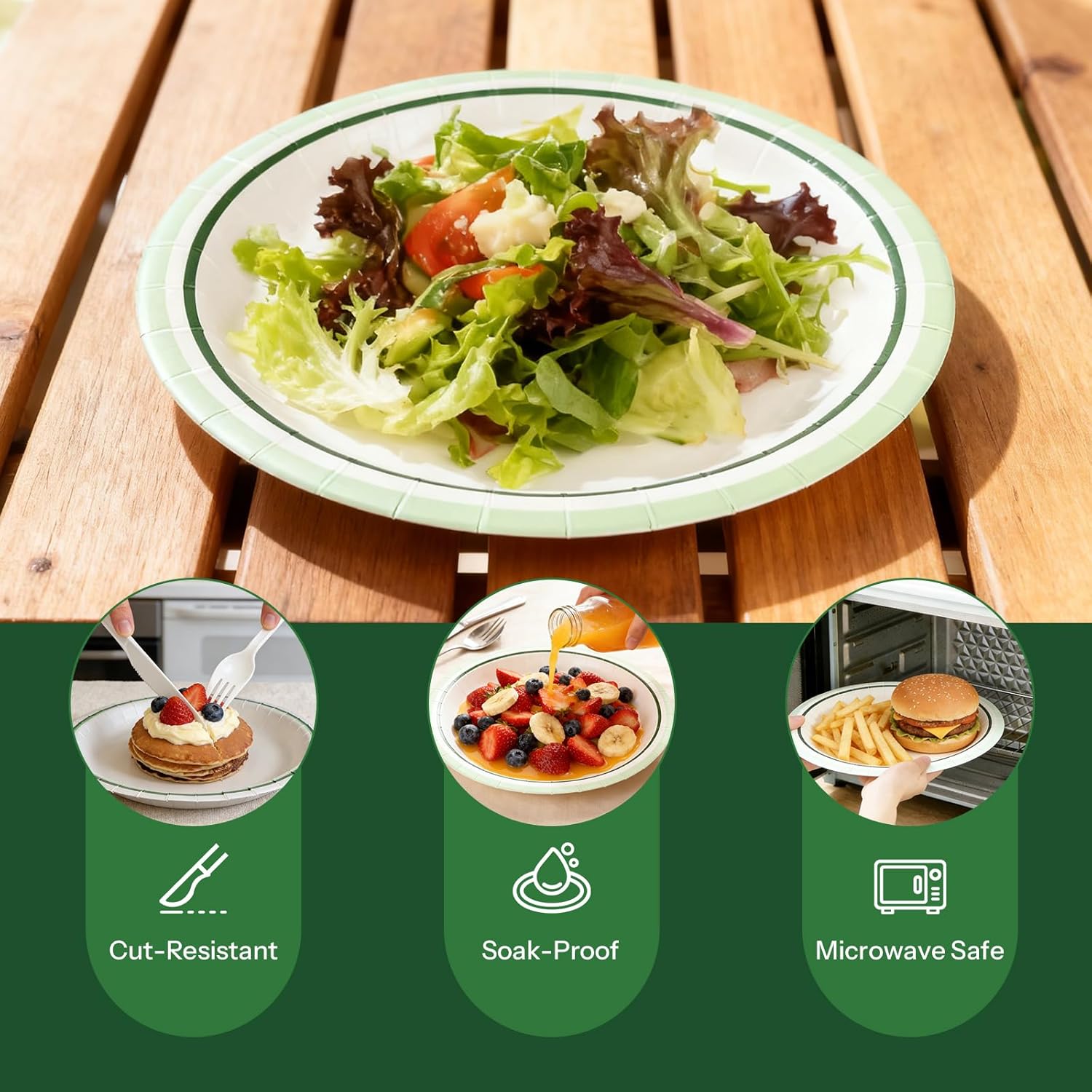 Paper Plates Disposable with Cutlery, 50 Serves Dinner Plates Sets, Heavy Duty Plates Disposable Supplies for Graduation/Retirement Party, Picnic, BBQ, Microwave, Breakfast, Lunch & Dinner - Image 4