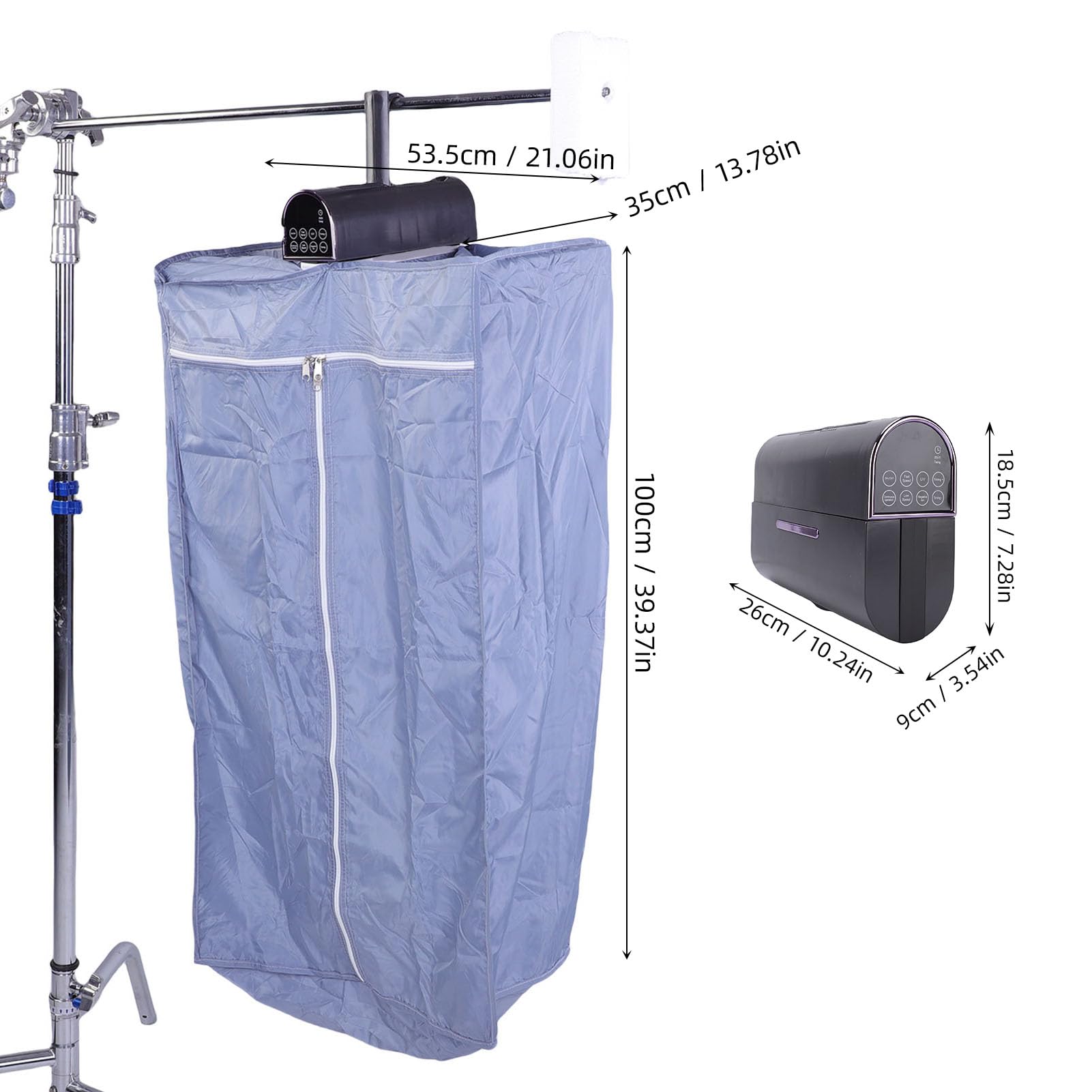 Secadora de Ropa de Secado Rápido, Continuo y Lento con Iones Negativos, Luz Violeta y Control Inteligente para el Hogar, Viajes, Vehículos Recreativos y Apartamentos (Gris)