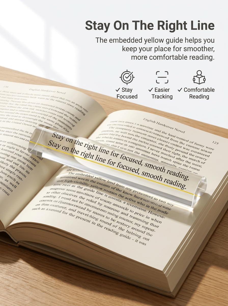Reading Magnifier for Books, 2 Pack 2X Optical Acrylic Magnifier Bar