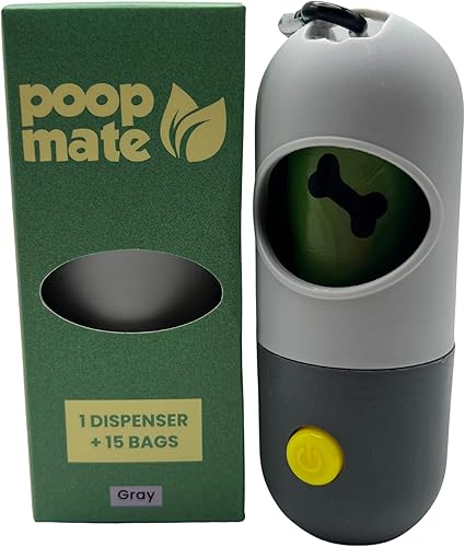 Soporte para bolsa de excrementos de perro con linterna LED integrada para pasear perros, residuos de mascotas y bolsa de excrementos de perro para