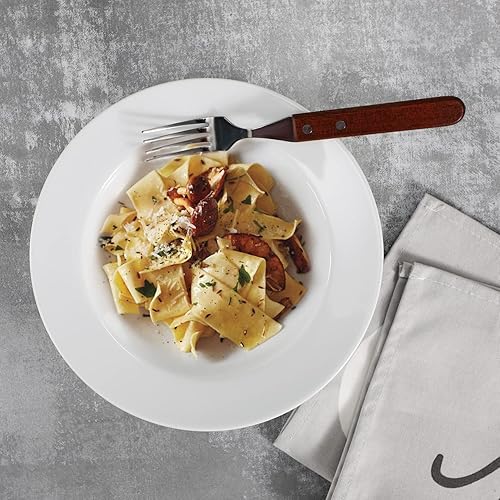 Miniatura 7 de Juego de 4 platos de sopa redondos de porcelana, cuencos para pasta, cuencos clásicos de sopa profunda, cuencos con borde de cerámica, 9.1 pulgadas