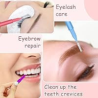 Vista 6 de 50 piezas de cepillo micro para cejas, cepillo multifuncional de peine de pestañas con tapa, cepillo portátil de laminación de cejas cepillo