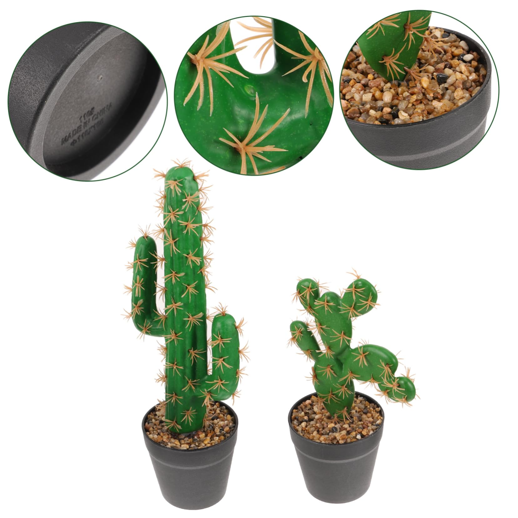 IMIKEYA 2 Pezzi Cactus di Fiori Falsi Mini Cactus Figurine di Cactus Pianta Artificiale Cactus Piccolo Ornamento Bonsai Pianta in Vaso da Tavolo in Plastica