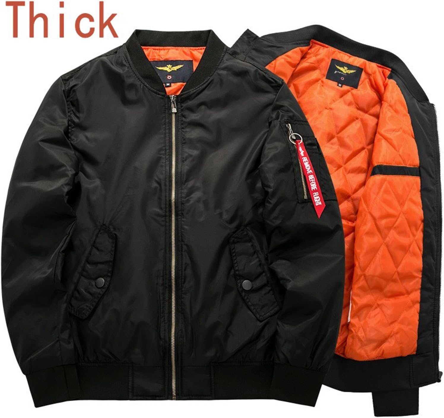 Marvin Cook Bomber Jacket Men's Thick Warm Autumn Winter Military Motorcycle Jackets Flight Pilot Air Force Coat thick black XXL