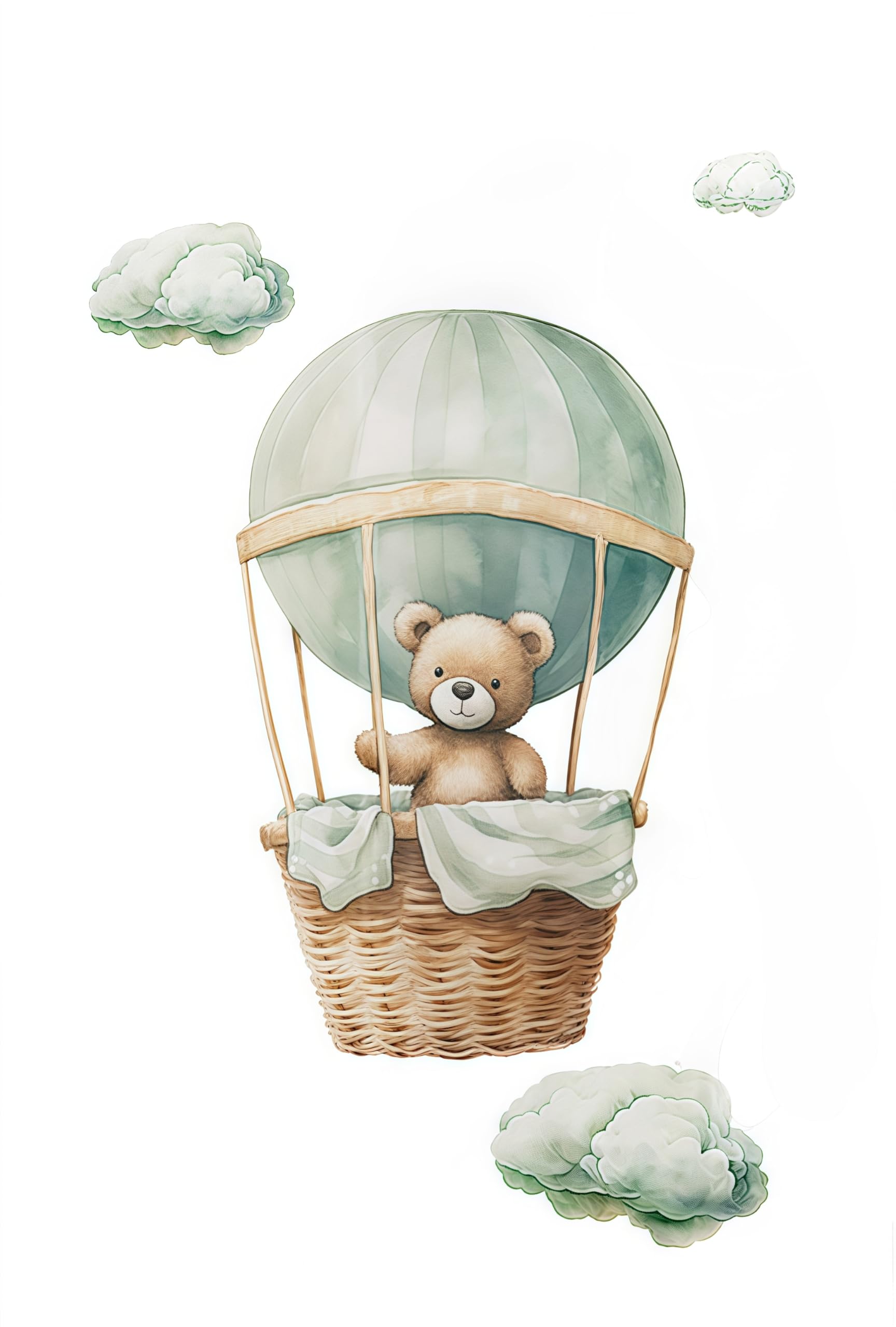 3 Laminas Oso 30X40CM Cuadros Infantiles Para Habitacion Niño Aerostático Verde Poster Bebe Lienzo Animales Infantiles Laminas Habitacion Bebe Animales Cuadros de Oso Poster Niños sin Marco