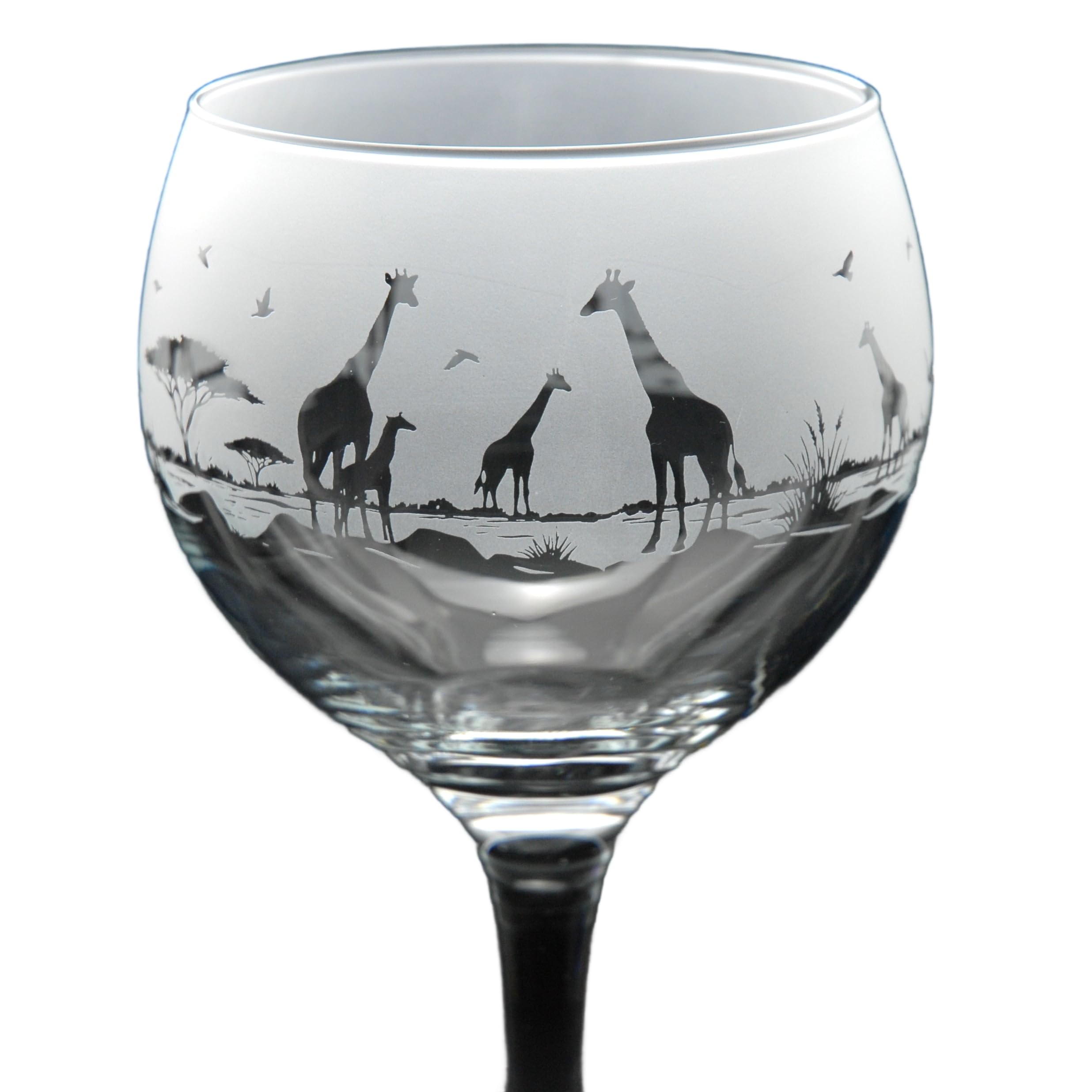 GLYPTIC Glass Art Giraffe Hand Etched/Engraved Gin Cocktail Glass โ image 1