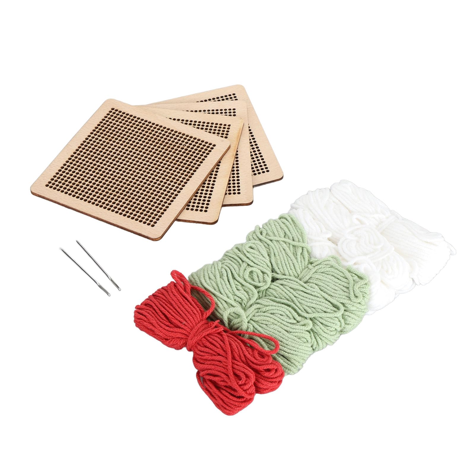 XGOUGUAAU Kit per principianti a punto croce da 4 pezzi, motivo floreale, kit per ricamo con ricamo ad ago per principianti (Verde chiaro)