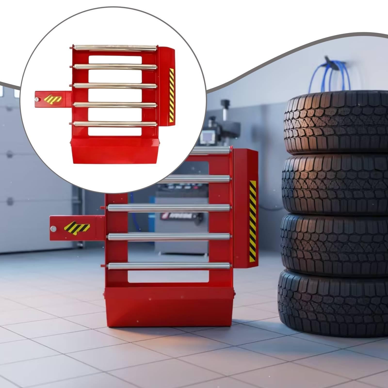 Base per Smontagomme con Ruote, Piastra di Supporto Alta E Portatile per Macchina Smontagomme, Rosso