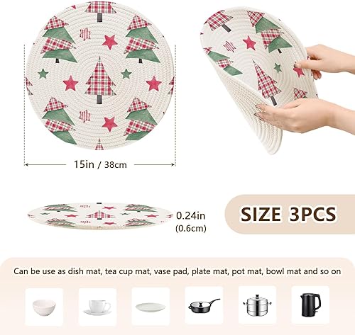 Miniatura 2 de Patrón navideño dibujado a mano blanco salvamanteles almohadilla caliente 3 piezas absorbe agua agarraderas para platos calientes, salvamanteles a