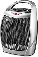 Kismile Portable Ceramic Space Heater - Small Electric Heater Fan with Thermostat, Overheat & Tip-Over Protection, 750W/1500W for Office, Desk, Kitchen (Silver)