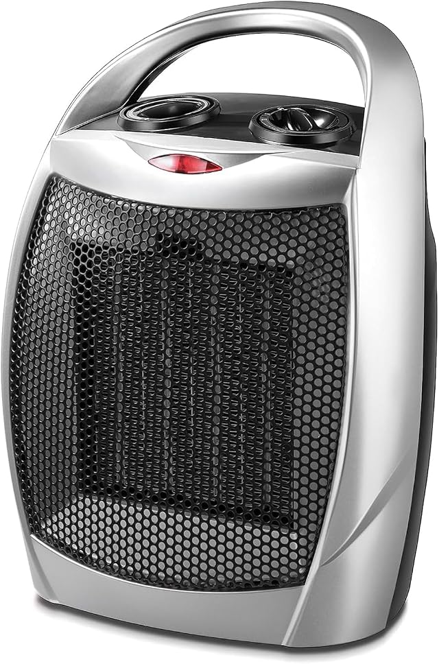 Kismile Small Electric Space Heater Portable Ceramic Space Heater Fan for Office with Adjustable Thermostat and Overheat Protection