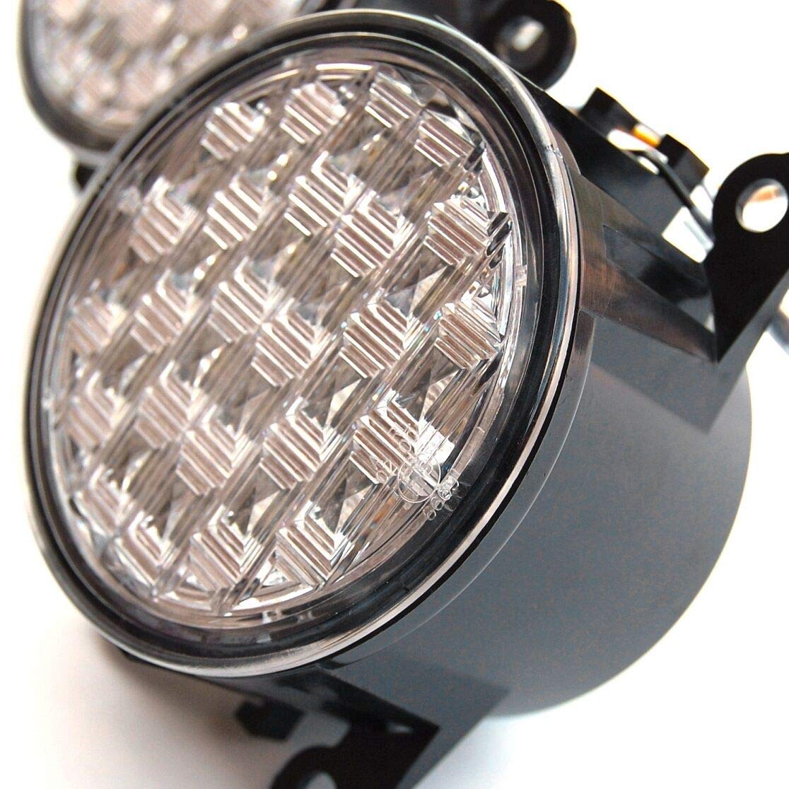 Tagfahrlichter rund Ø 90 mm inkl. Dimmfunktion mit A02/R-07 Geneh. für Standlichlicht KOMPLETTSET inkl Steuerung nach R-87 als Tagfahrlicht