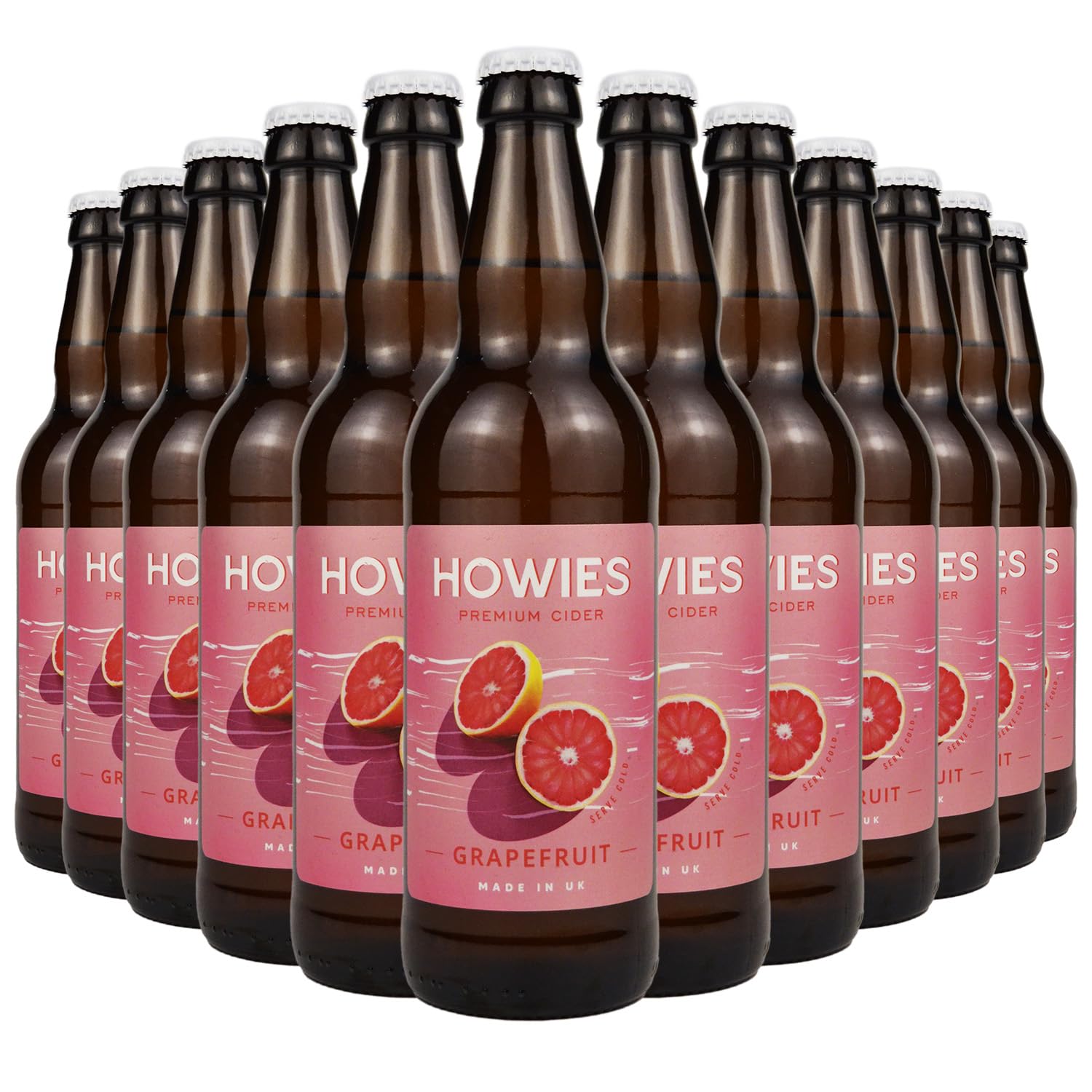 Howie's Fruit Cider – Grapefruit Flavour 3.4% ABV 12 x 500ml Glass Bottles