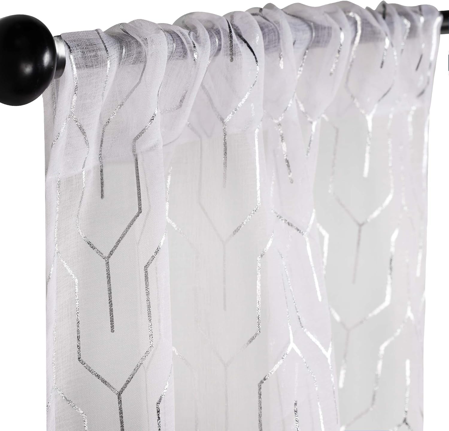 Superior Sheer Curtains, Curtains Perfect for Natural Light, Trellis Window Accents, Modern Contemporary Decor, Cormac Collection, Set of 2 Panels, 6 Grommets, 42" x 108", Ivory