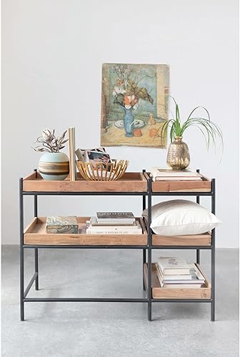 Miniatura 6 de Creative Co-Op Jarrón de terracota texturizado con líneas, acabado dorado