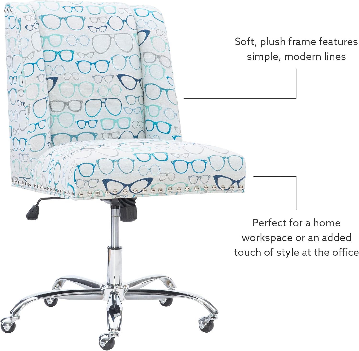Linon Home Décor Brookville Glasses Office Chair, Ivory