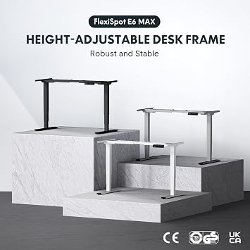FLEXISPOT E6 MAX 180x80cm Electric Standing Desk with USB Dual Motors 3 Stage Height Adjustable One Piece Sit Stand Up with Memory Smart Panel(White Frame+Maple Top)