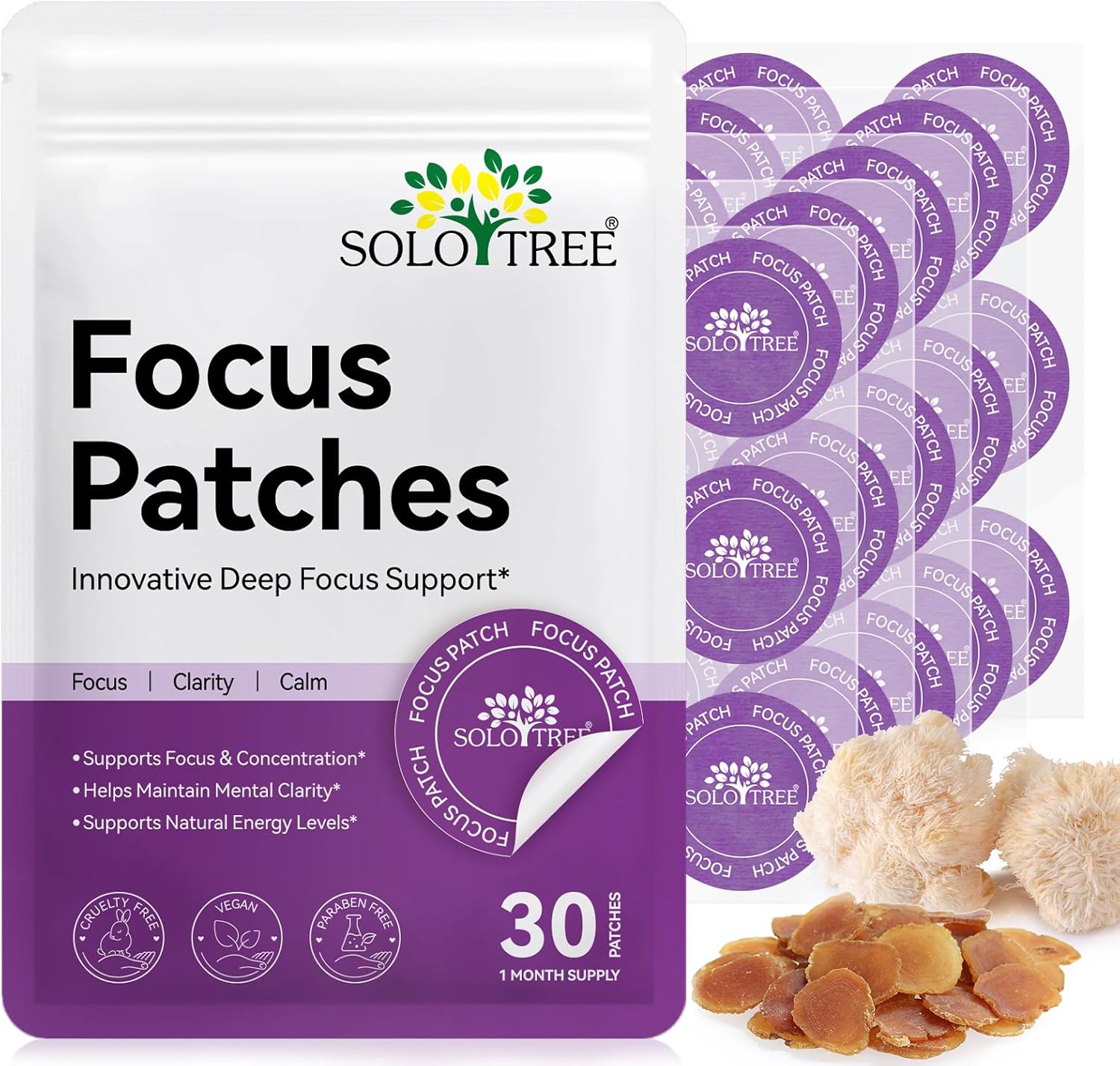 Focus Patch Focus Enhancing Stickers for Kids and Adults – 30 Packs Natural Patch – Chemical and Drug Free,Healthy Brain Supports for Attention,Improved Brain Function,Sharpness,Memory & Concentration