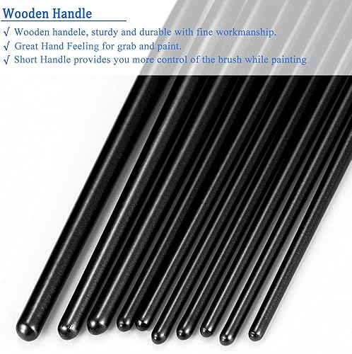 Miniatura 58 de BOSOBO Juego de 6 pinceles de pintura, 60 pinceles de punta redonda puntiaguda, pinceles de nailon para artistas del cabello acrílicos para aceite