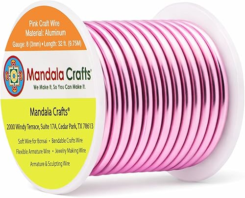 Vista 293 de Mandala Crafts - Alambre de aluminio anodizado de calibre 10 para manualidades de joyería - 32 pies de alambre flexible de cobre coloreado - Doble