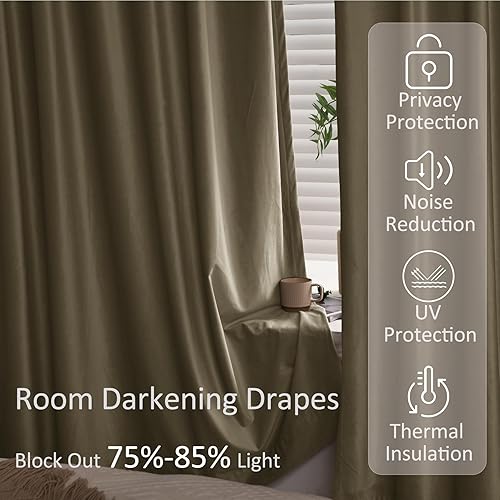 Miniatura 5 de Paneles de cortina extralargos de terciopelo pesado extra anchos para oscurecer la habitación, cortinas con ojales, cortinas altas para sala