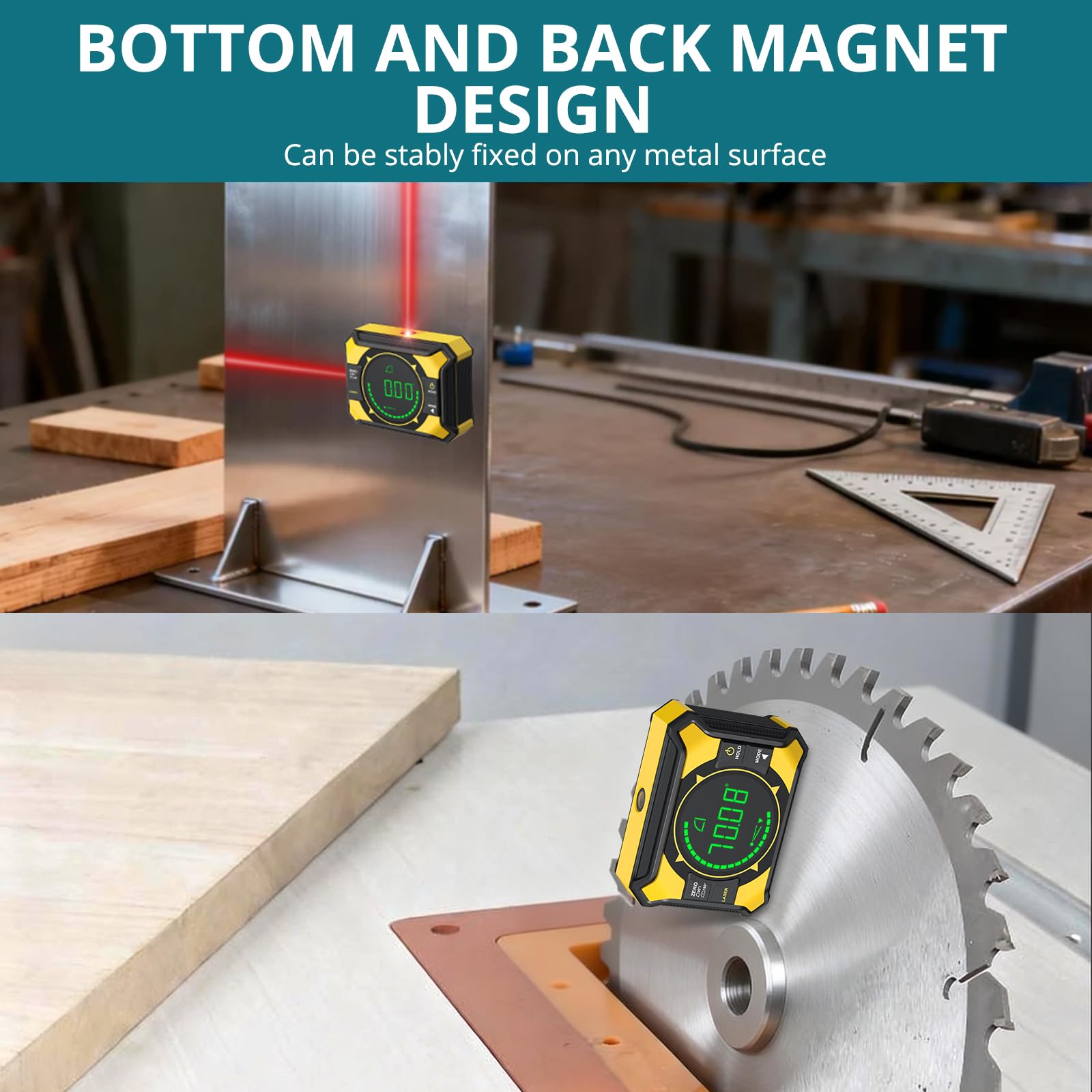 Angolometro digitale magnetico con doppio laser ±0,1° ad alta precisione 3 in 1 ricaricabile