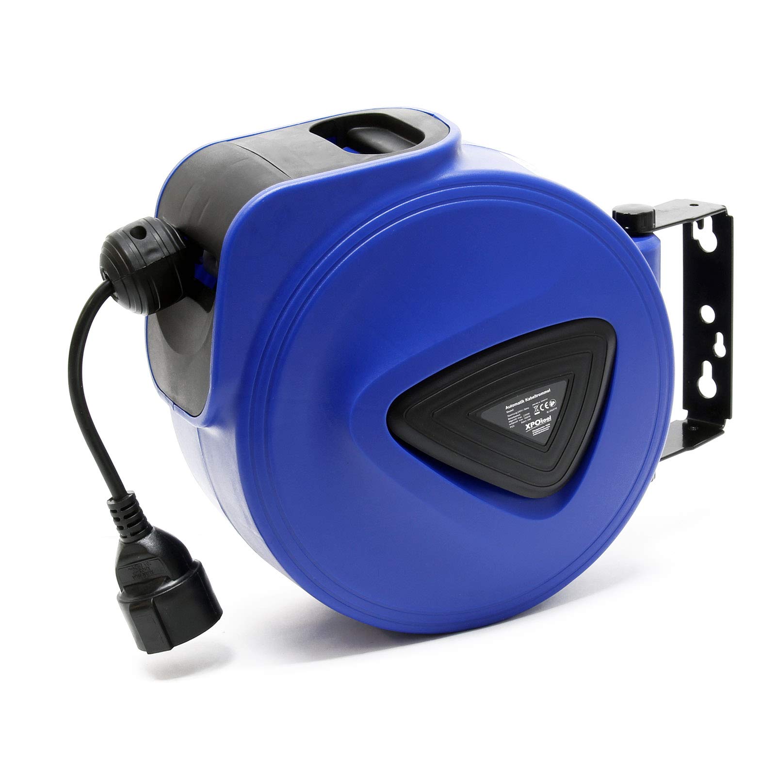 XPOtool Enrollador automático de cable eléctrico 20 m con soporte a pared y material de montaje
