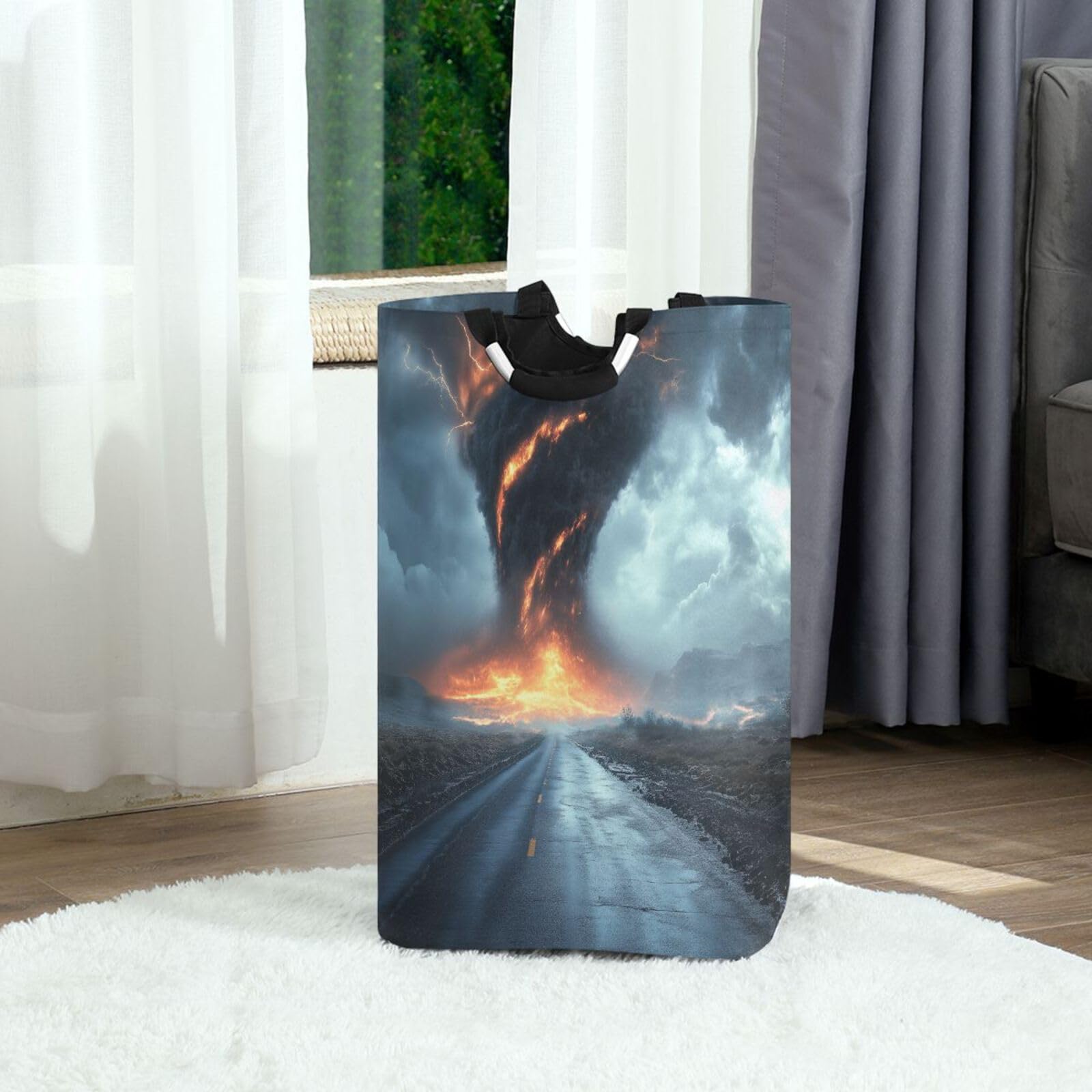 Jihqo Laundry Hamper Basket Strong Tornado Collapsible Nursery Storage Bin Waterproof Clothing Baskets for Home Bedroom Bathroom Washing Room