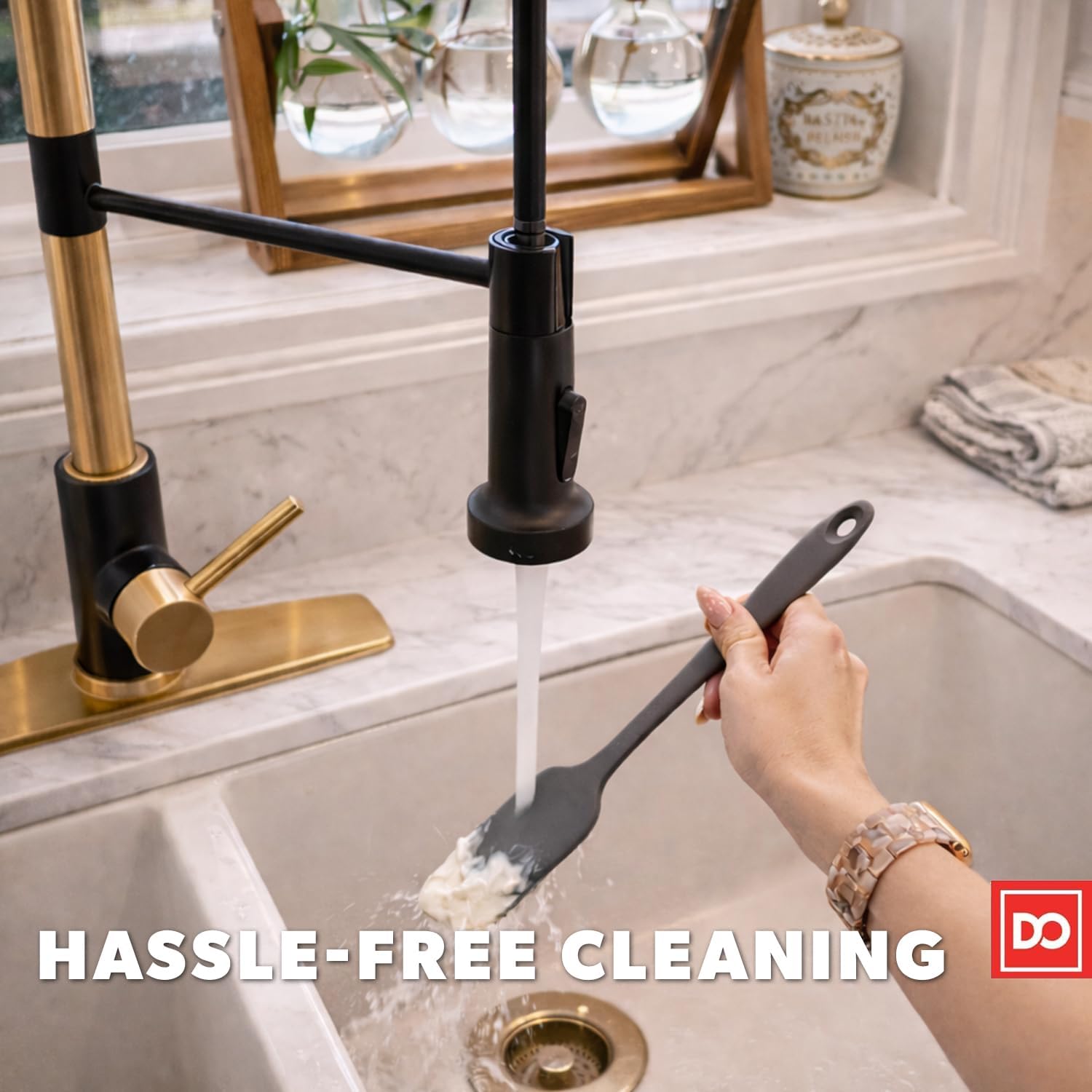 DI ORO 6-Piece Silicone Spatula Set - Rubber Kitchen Utensils for Baking, Cooking & Mixing - Heat-Resistant 600°F BPA Free Spatulas for Nonstick Cookware - Dishwasher Safe (Smoke)