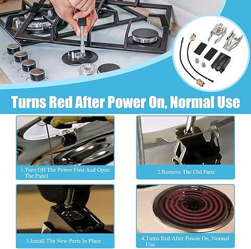 Miniatura 4 de 330031 Juego de 2 enchufes universales para elemento de estufa encaja en quemador de estufa eléctrica Whirlpool Kenmore, kit de receptáculo