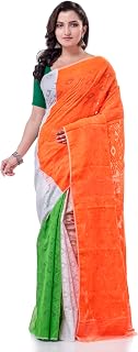 TANTLOOM Women's Dhakai Jamdani Saree for Woman Cotton Saree Tri Colour Independence Day Party, Wear Tricolor Indian Flag ... Price In India