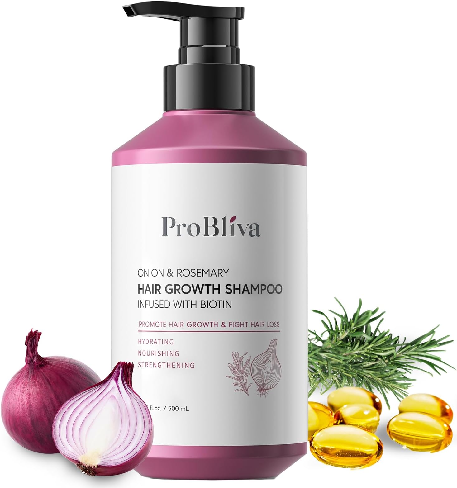 Onion & Rosemary Hair Growth Shampoo: Biotin Infused Shampoo for Hair Loss and Thinning Hair - Promotes Healthier, Thicker and Stronger Hair for Women and Men (16.9 Fl Oz (Pack of 1))