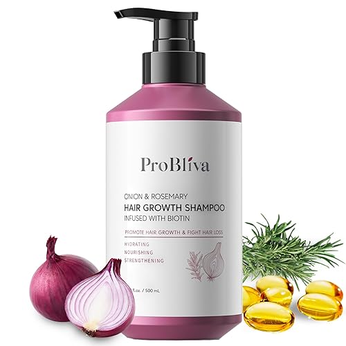 Champú para el crecimiento del cabello con cebolla y romero champú con infusión de biotina para la pérdida y adelgazamiento del cabello - Promueve