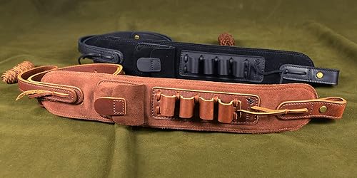 Miniatura 9 de Soporte de munición de cuero de grano superior, escopeta para rifle, correa ajustable para pistola de caza con giros