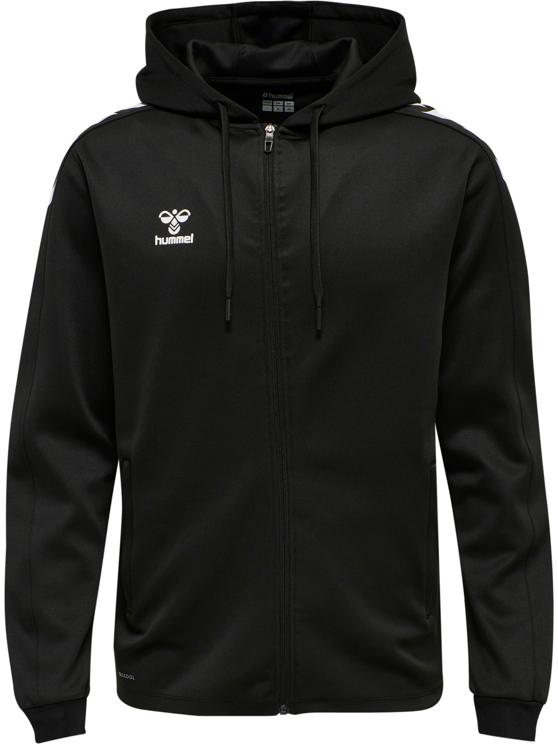 hummel hmlCORE XK Poly Zip Hood Sweat, Black/Black, M