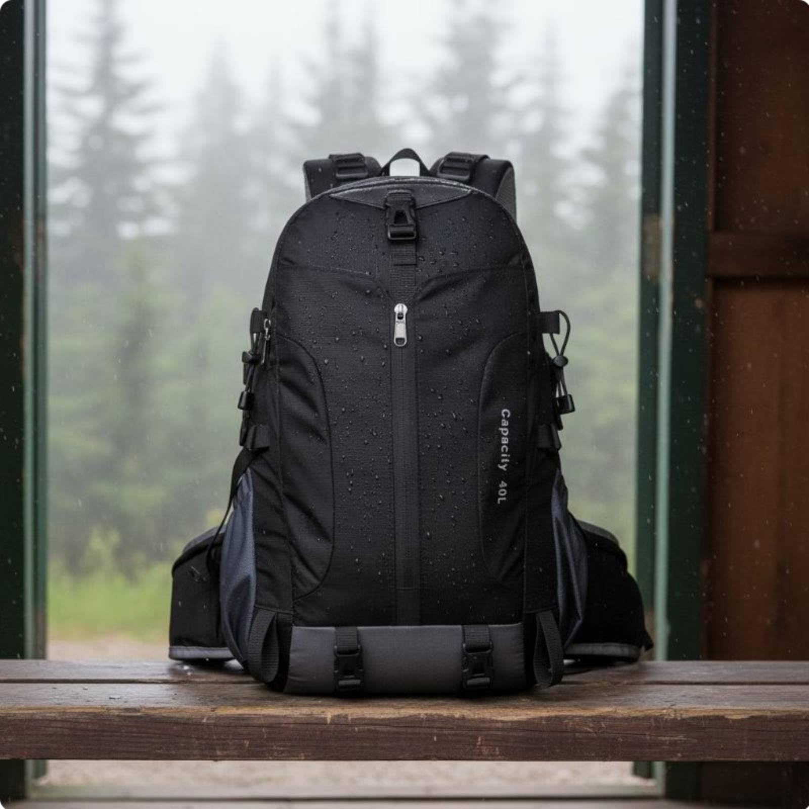 Ronyme Zaino da Escursionismo Zaino Trekking Zaino Montagna Zaino Outdoor con Capacità Grande 40l con Scomparti Punti di Fissaggio per Bastoncini Adatto a, Nero