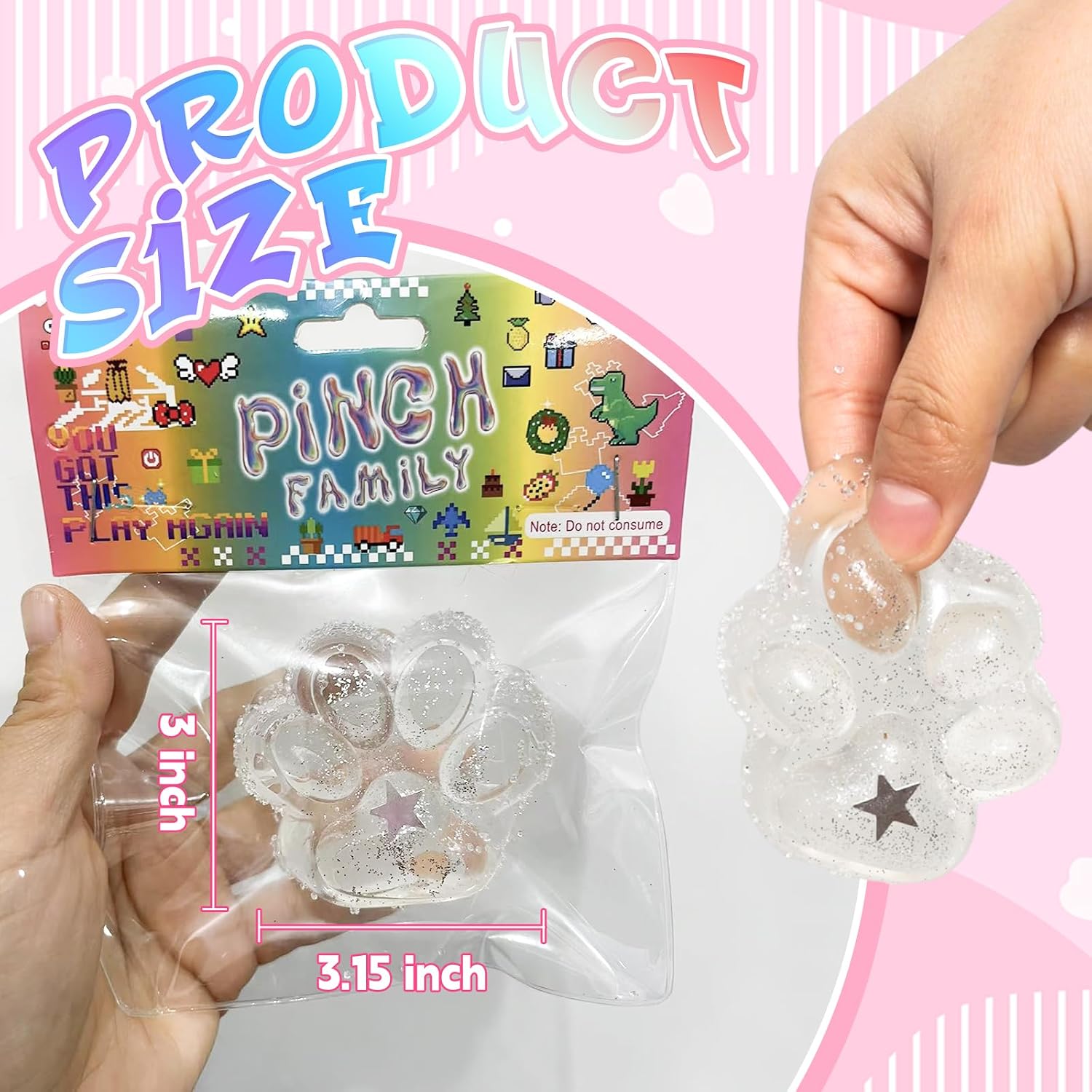 2pcs Squishy Paw, Cat Paw Squeeze Toys,Cute Fufu Toys, Fidget Toys for Stress Relief, Novelty Cute Things Sticky Mochi Toys