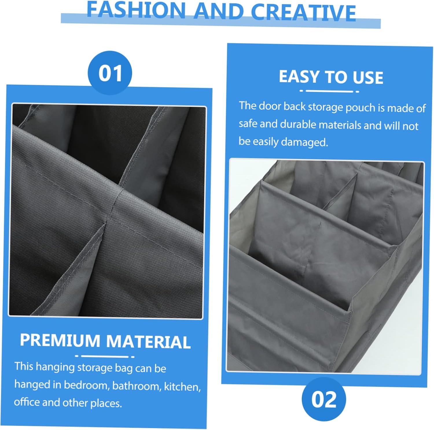 Sosoport 1Set Multi Functional Over Door Hanging Organizer Compartment Closet Storage Pouch Grey Breathable for Shoes Items for Nursery Dormitory Use