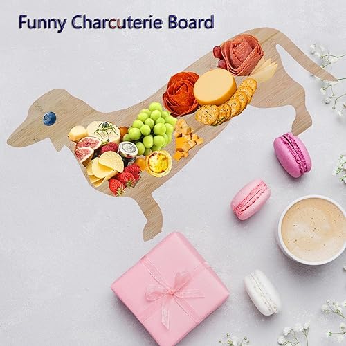 Miniatura 6 de ZMURED Plato de cena de perro lindo para cena de Navidad, plato de cena de perro salchicha de 19 pulgadas, bandeja decorativa de madera, bloque de