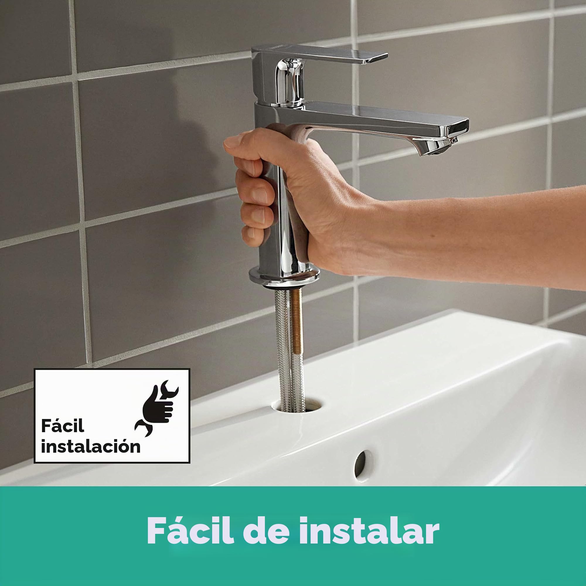 hansgrohe Rebris E Grifo monomando de lavabo 110 CoolStart sin vaciador, cromo, 72560000