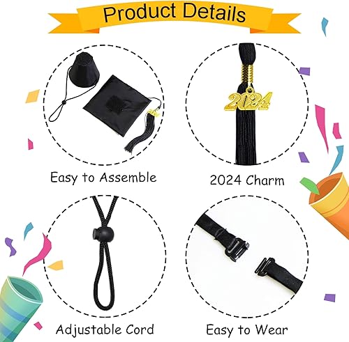 Vista 5 de Traje de graduación para perro, gorra de graduación ajustable para perro con borlas negras 2023, corbata de graduación para perros y mascotas